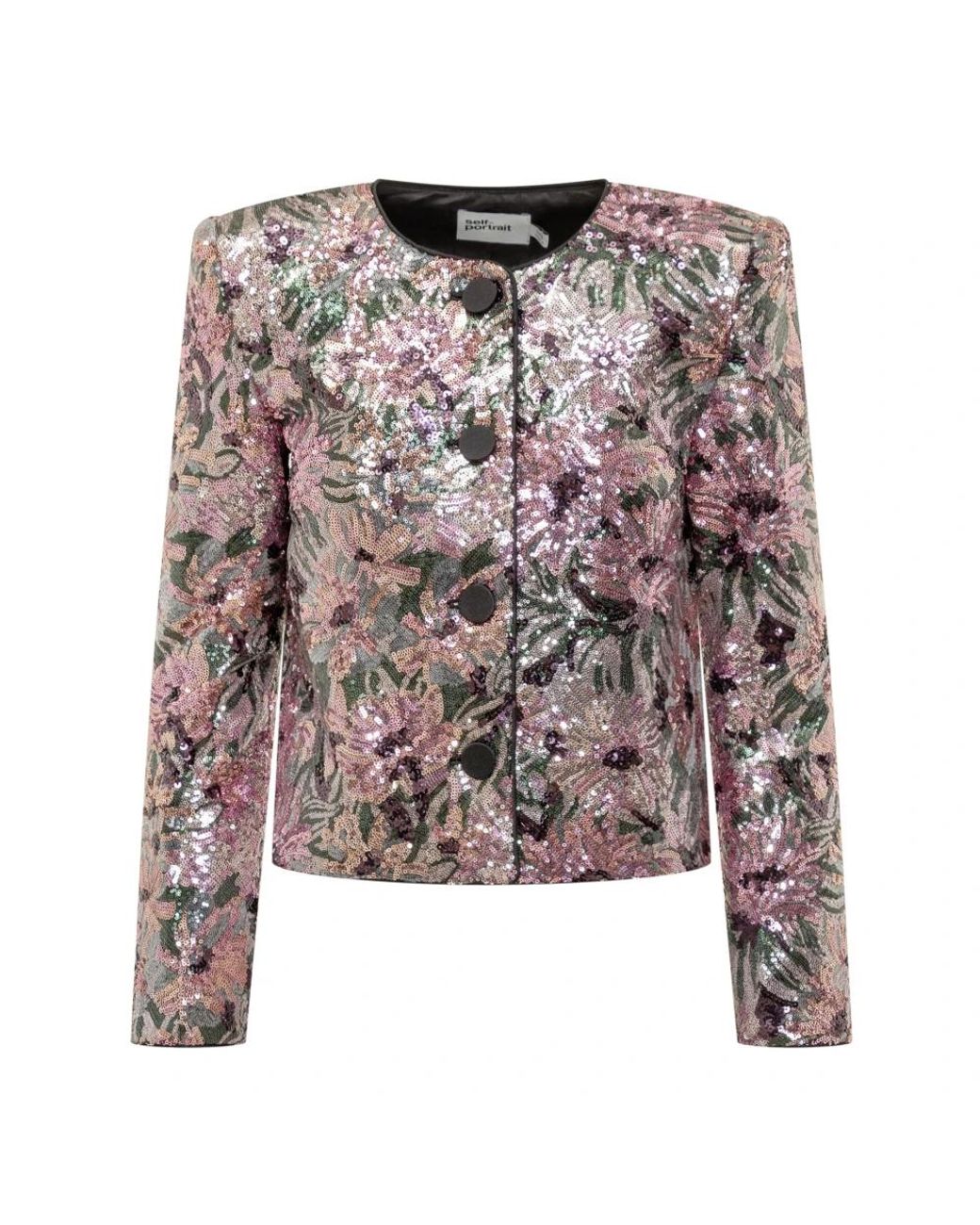 Self-Portrait Jassen ,Veelkleurig ,Denim Floral Sequin Jacket in het Brown
