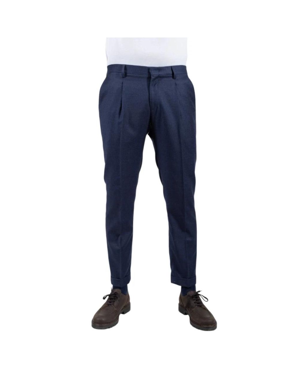 BRIGLIA Blue Slim-Fit Trousers for men
