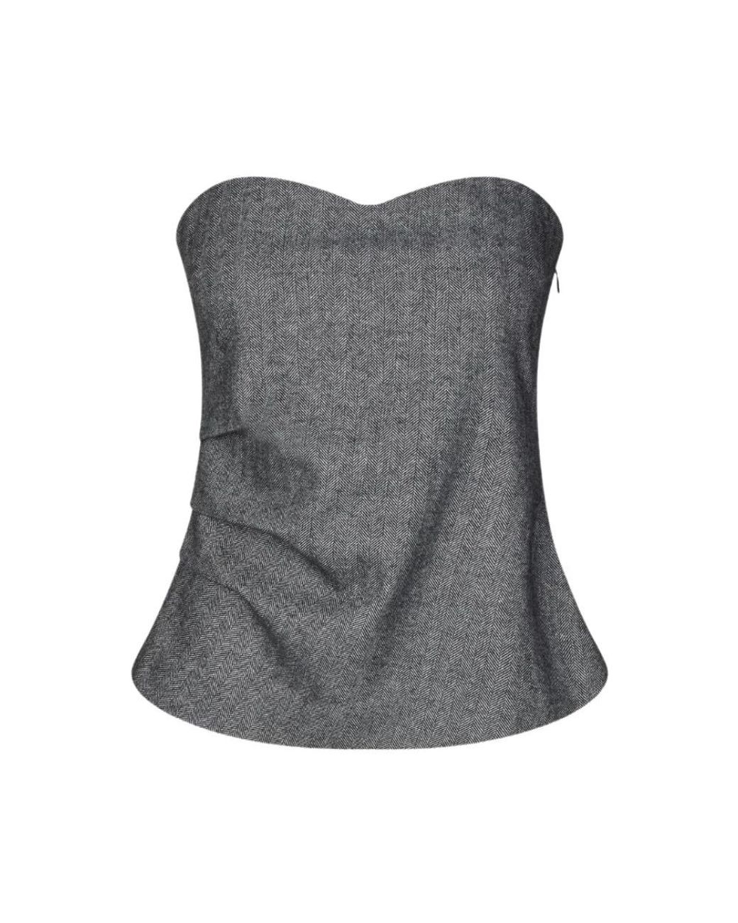 Second Female Tops ,Grijs ,Zwarte Smock Top Met Zijrits in het Gray
