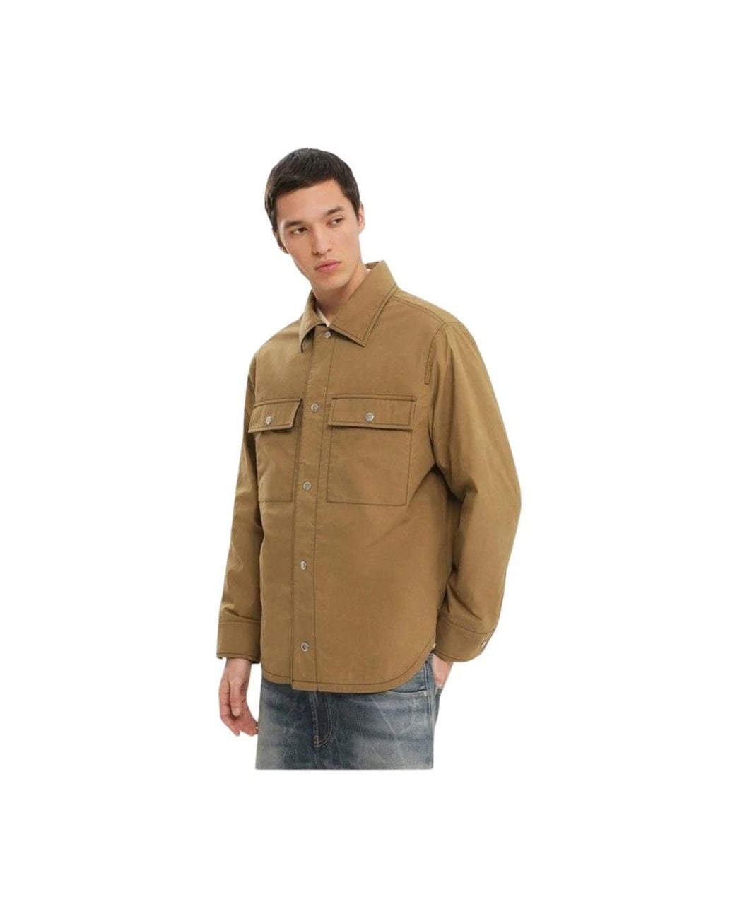 1989 STUDIO Cotton Twill Overshirt Jacket in het Brown voor heren