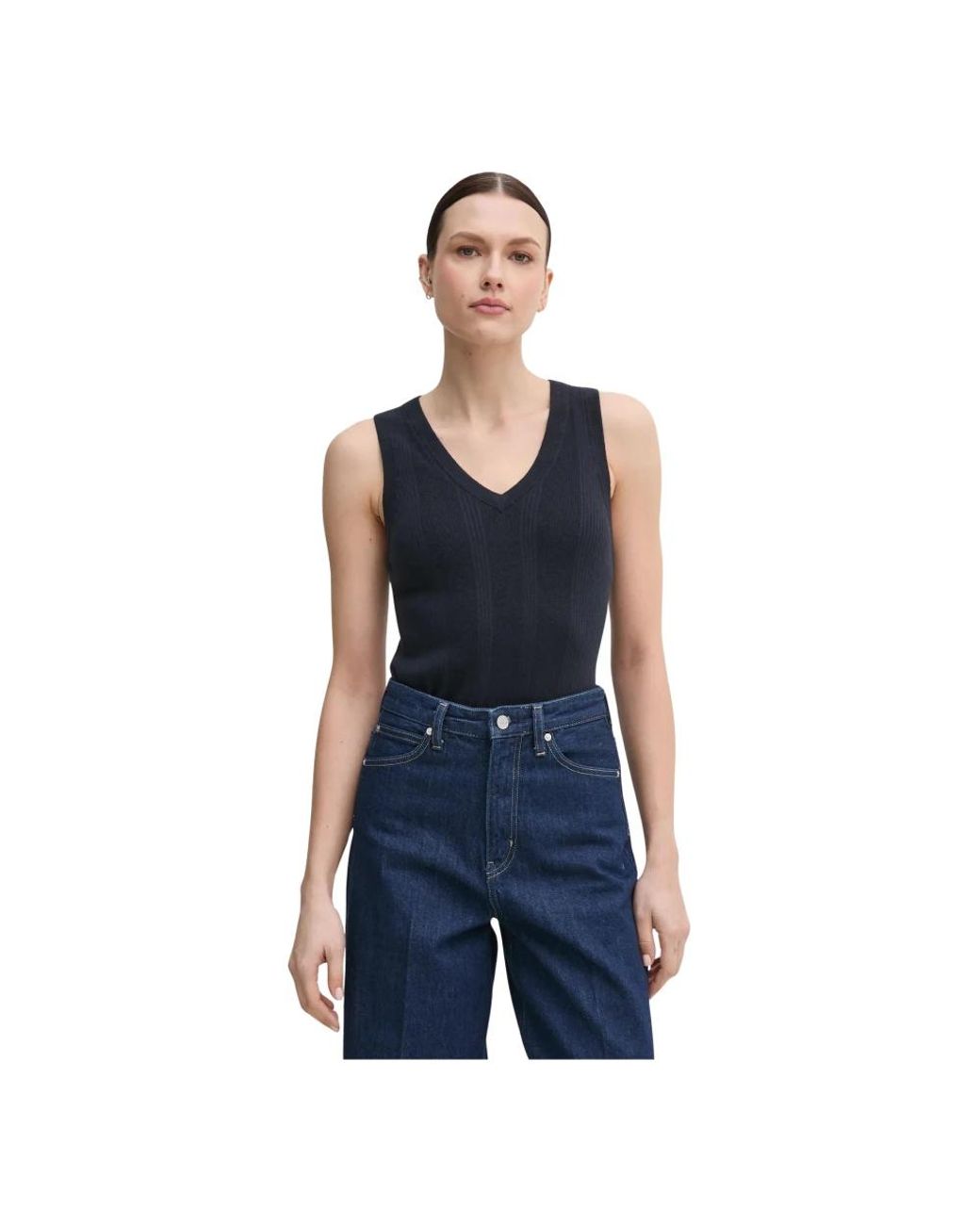 Mos Mosh V-Hals Gebreide Vest in het Blue