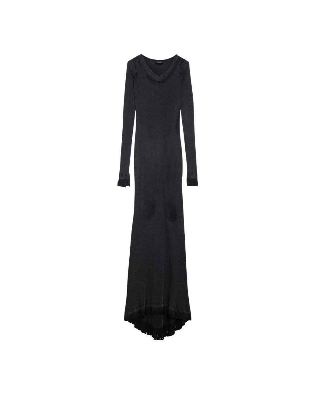 Balenciaga Black Cotton Maxi Lingerie Dress