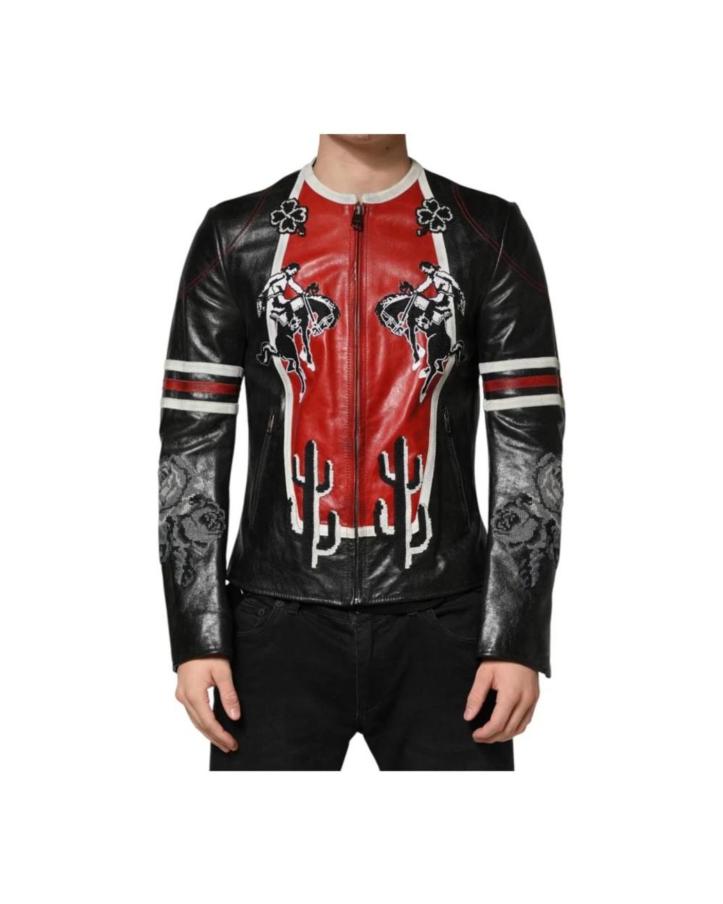 Dolce & Gabbana Black Leather Jackets for men