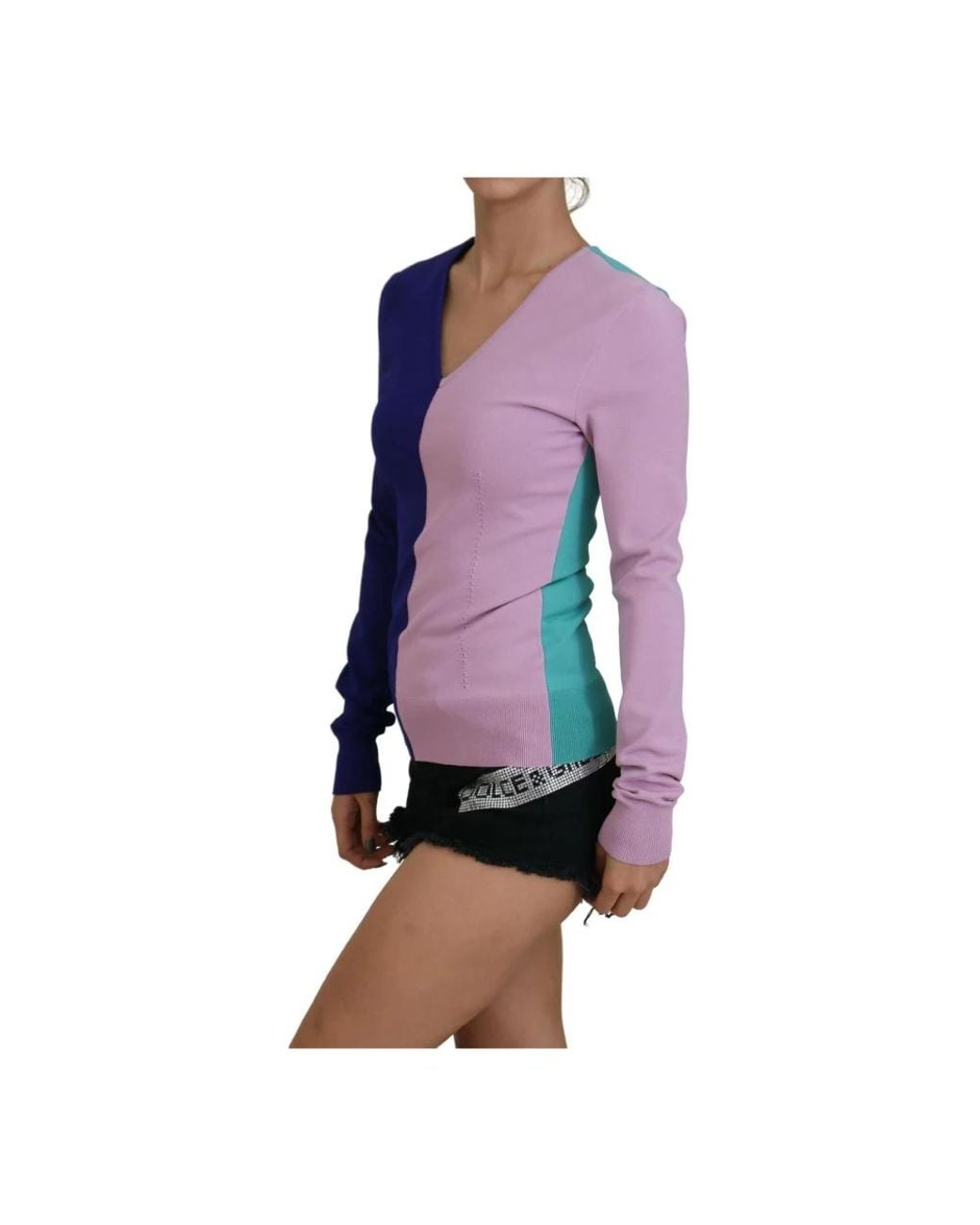 Dolce & Gabbana Purple V-Neck Knitwear