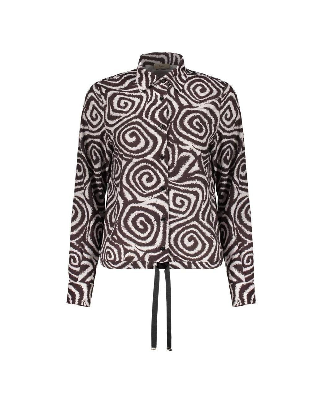Herno Overhemden ,Bruin ,Polyester Shirt Met Jacquardpatroon in het Black
