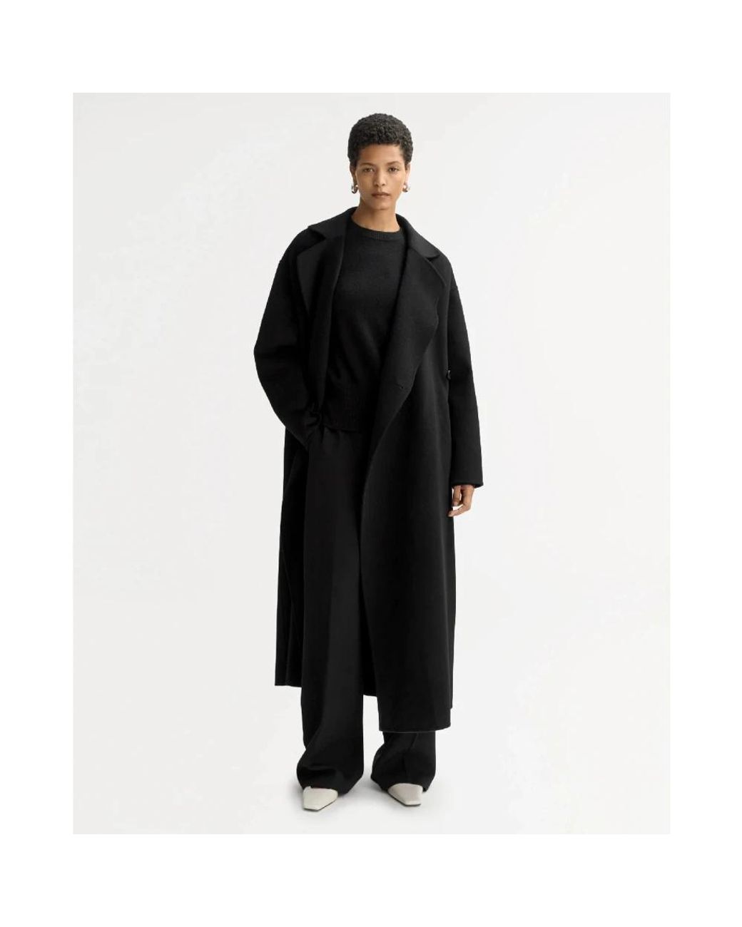 Single-Breasted Coats Soft Goat de color Black