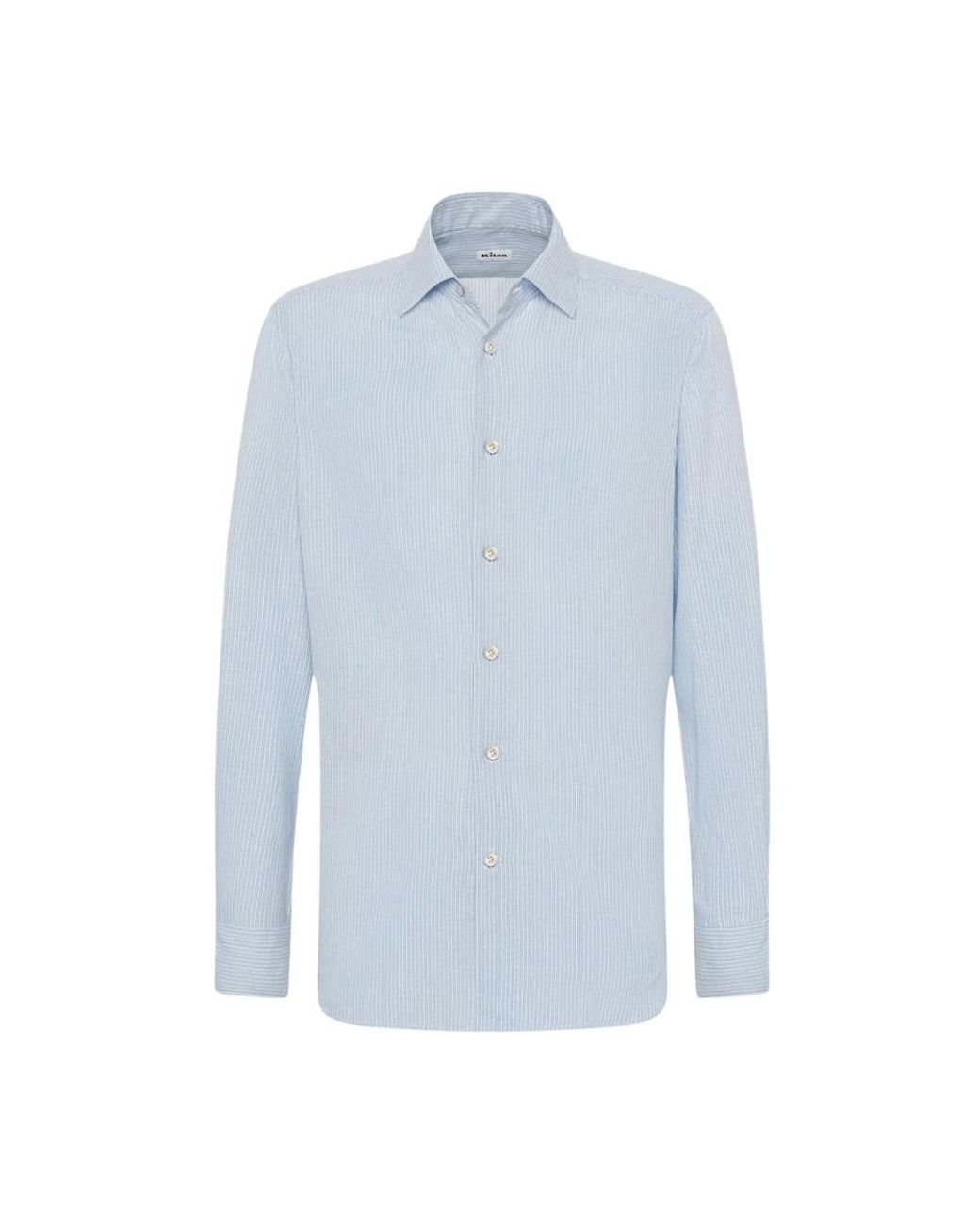 Kiton Gestreept Katoenen Overhemd in het Blue voor heren