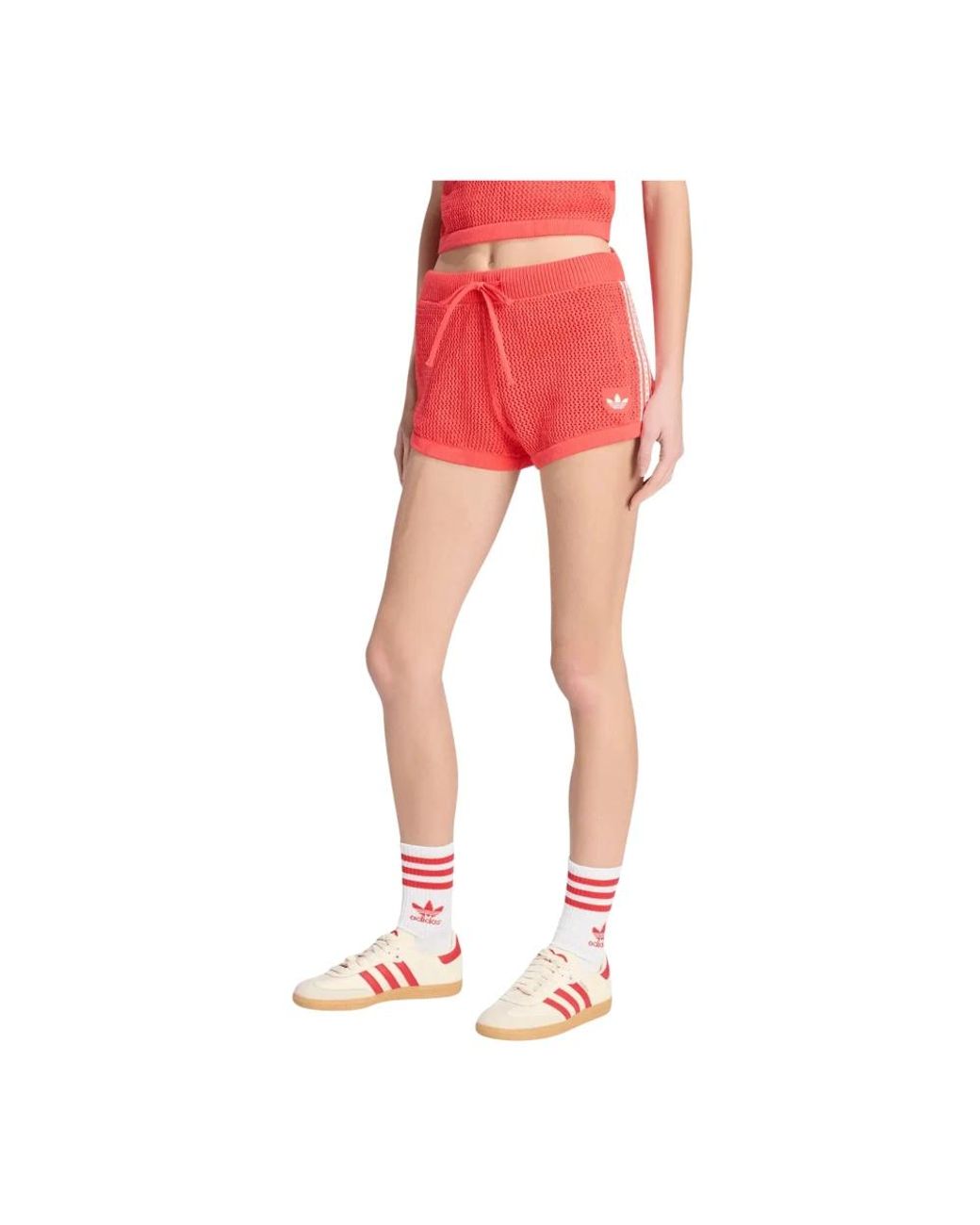 Adidas Gebreide Gehaakte Shorts in het Red