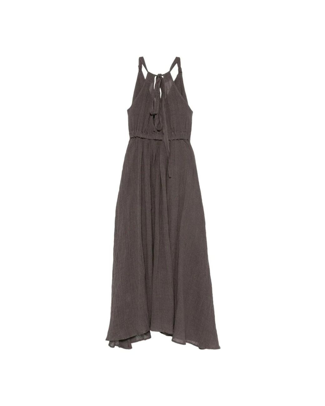120% Lino Brown Midi Dresses