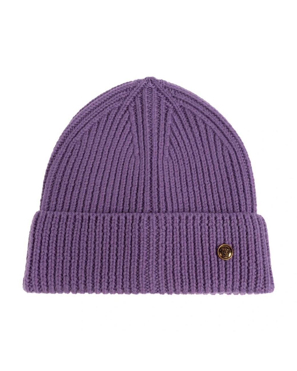 Versace Ribbed Wool Beanie in het Purple
