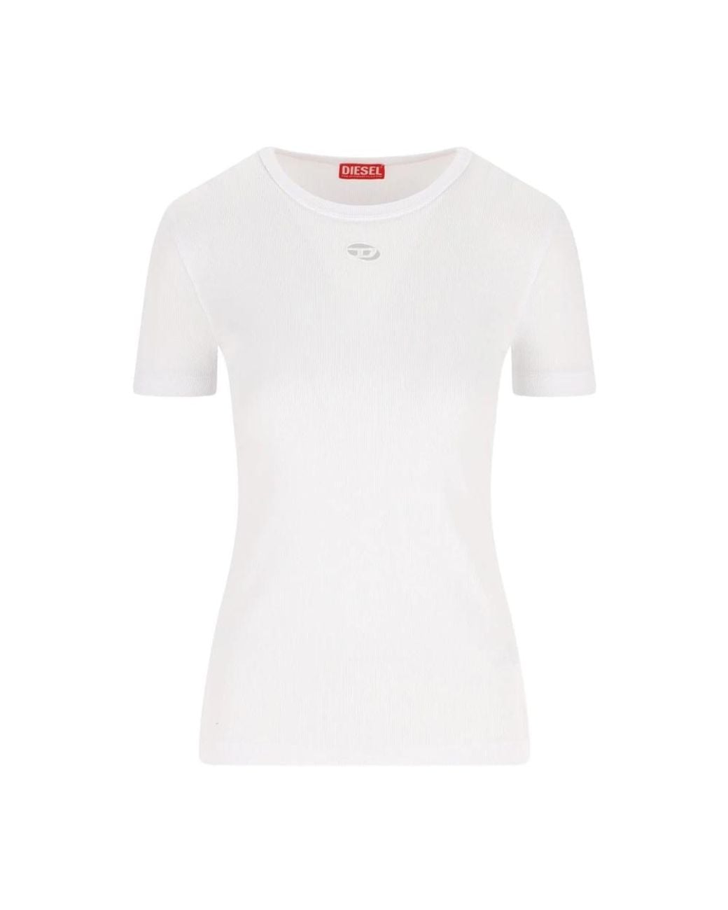 DIESEL White T-Shirt Ribbed Cotton
