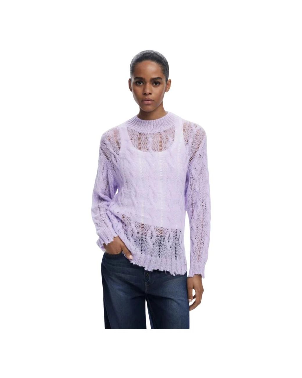 Desigual Purple Round-Neck Knitwear
