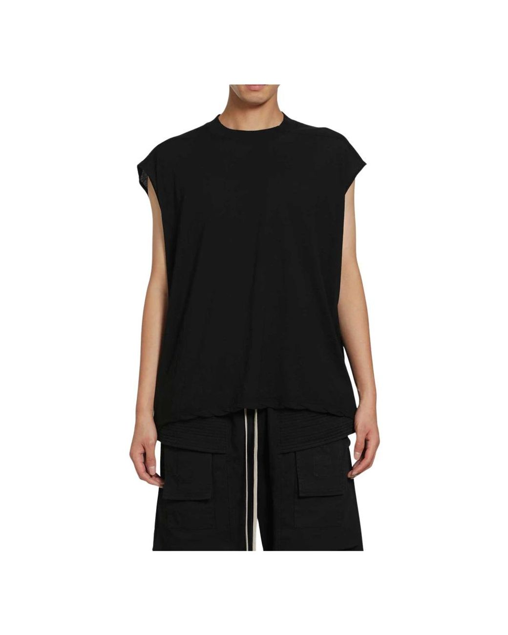 Rick Owens Tower Cropped Tarp T in het Black voor heren