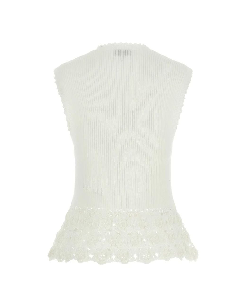Ganni White V-Neck Knitwear
