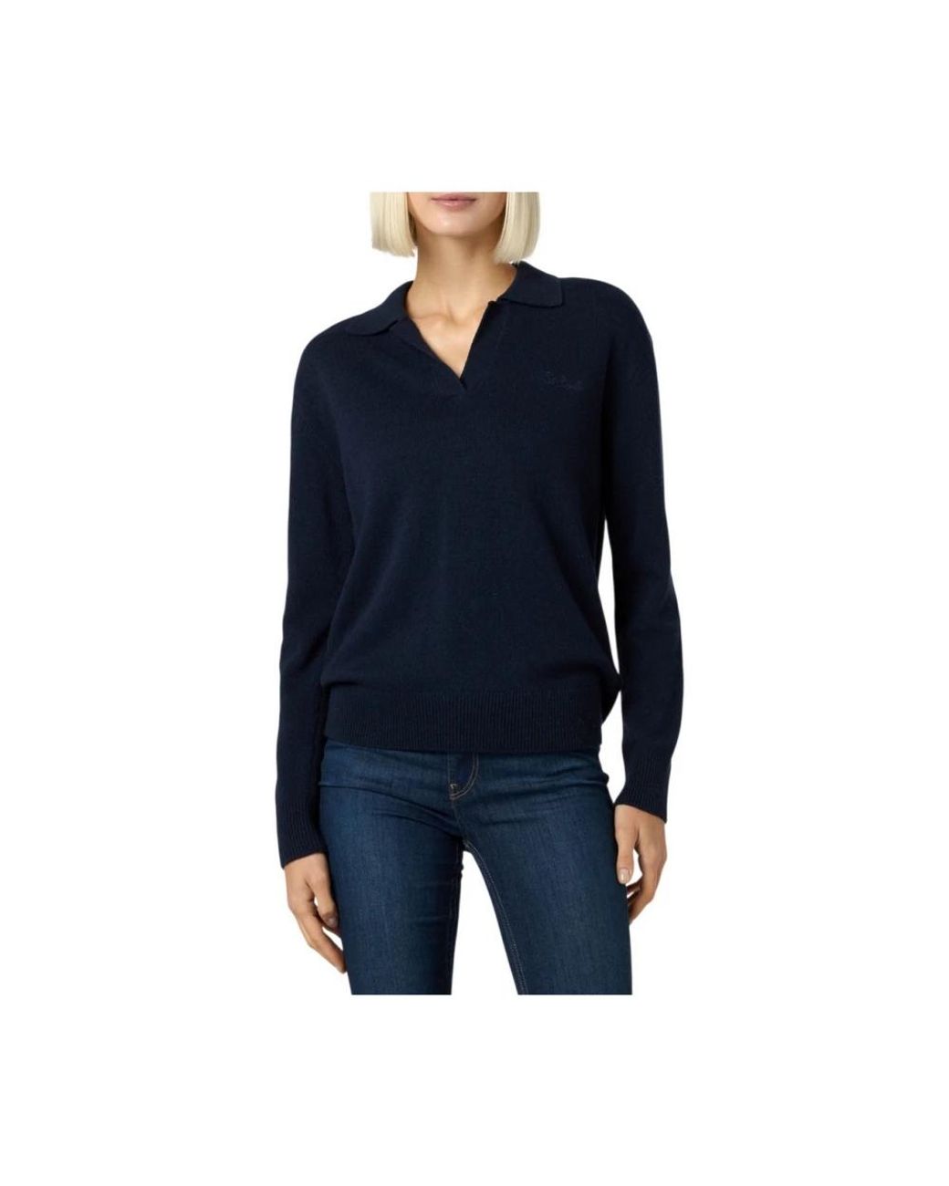 Mc2 Saint Barth Blue V-Neck Knitwear