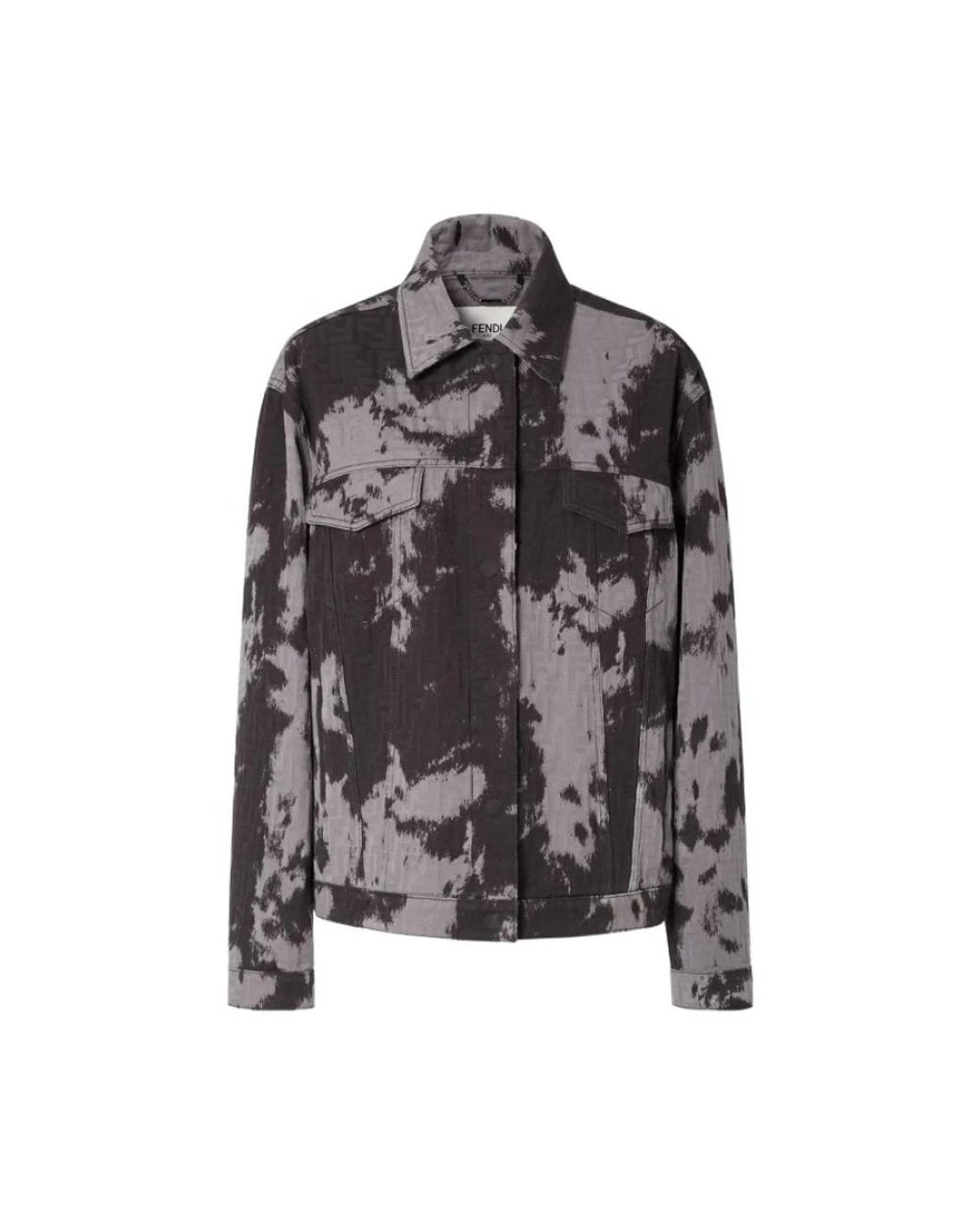 Brioni Jassen ,Grijs ,Denim Animalier Ff Denim Jacket in het Black