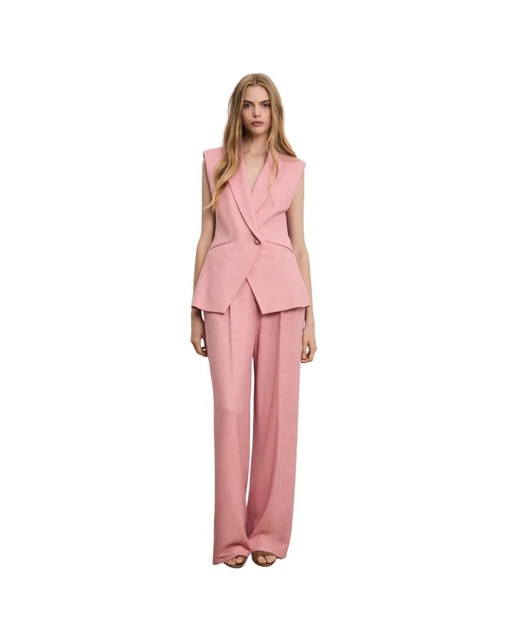 Veronica Beard Pink Wide Trousers