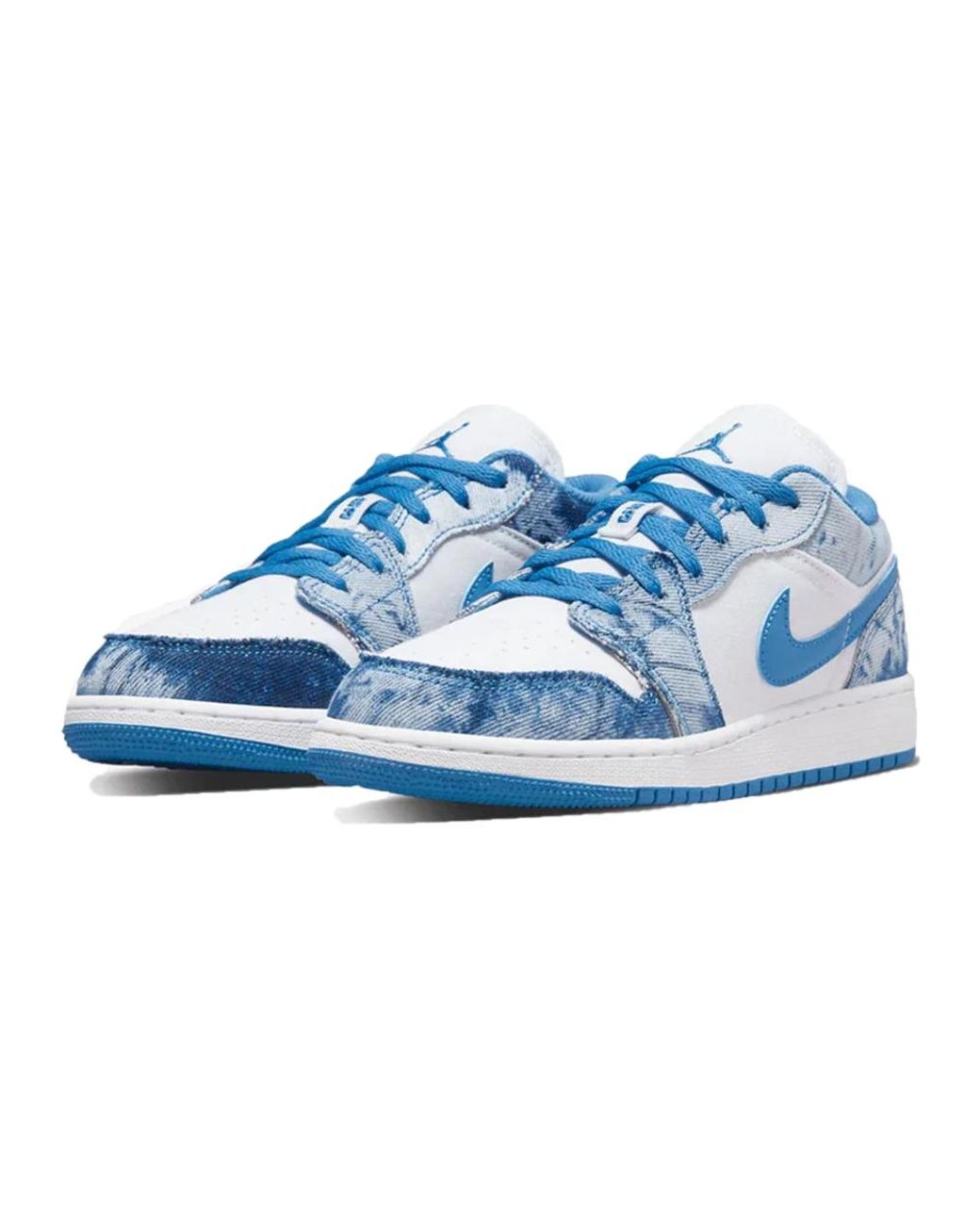 Nike Blue Niedrige Gewaschene Denim Sneakers