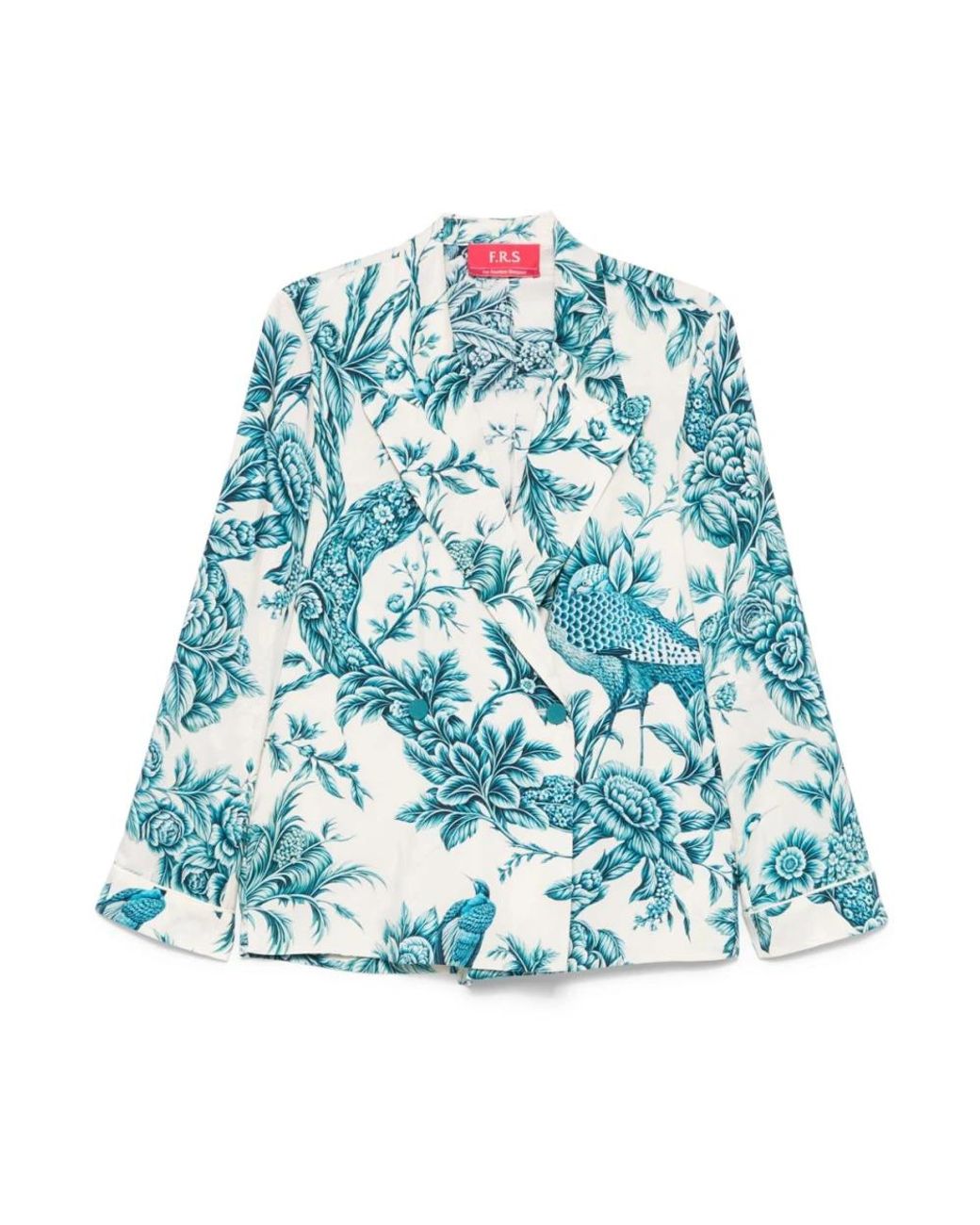 F.R.S For Restless Sleepers Jassen ,Blauw ,Blauwe Bloemenprint Dubbel-Borst Shirt in het Blue