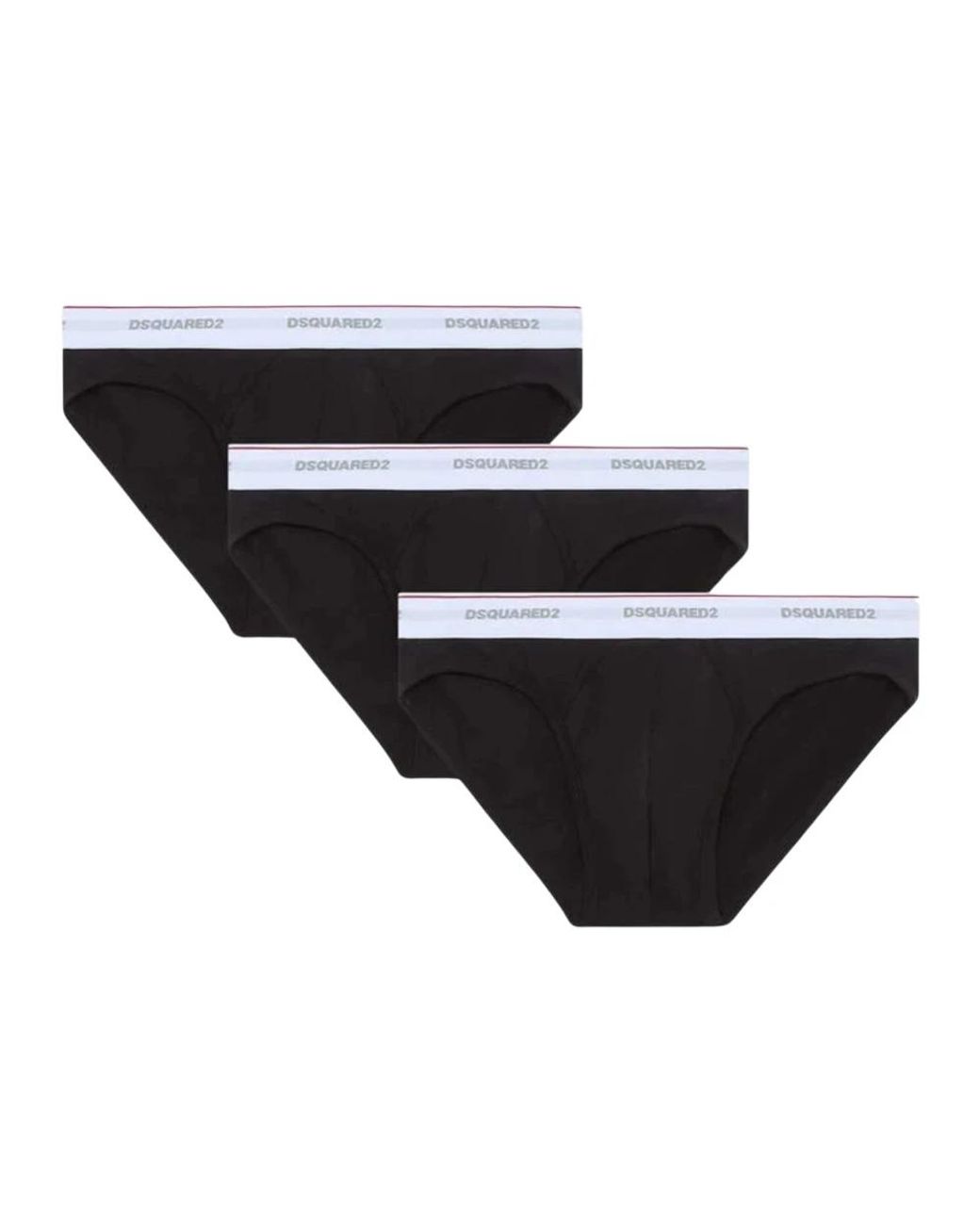 DSquared² Ondergoed ,Zwart ,Katoen 3-Pack Katoen Stretch Briefs in het Black voor heren