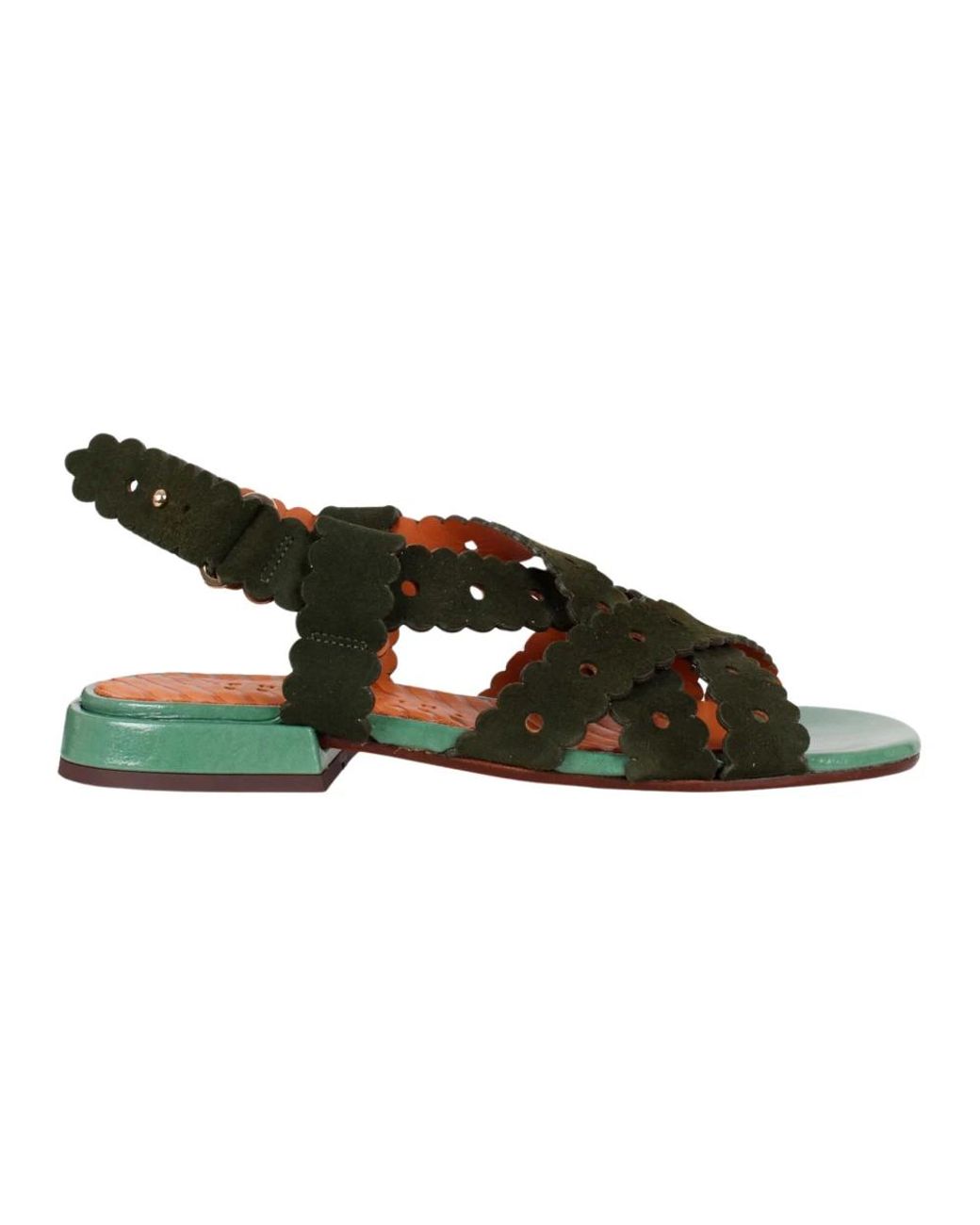 Chie Mihara Green Flat Sandals