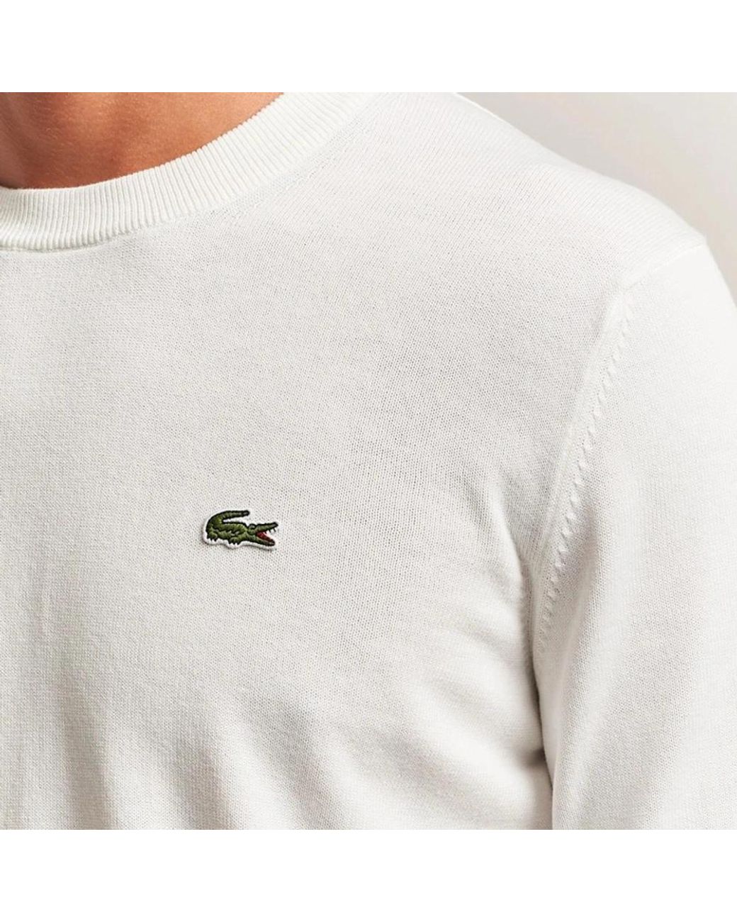 Lacoste Rundhals-Pullover in White für Herren