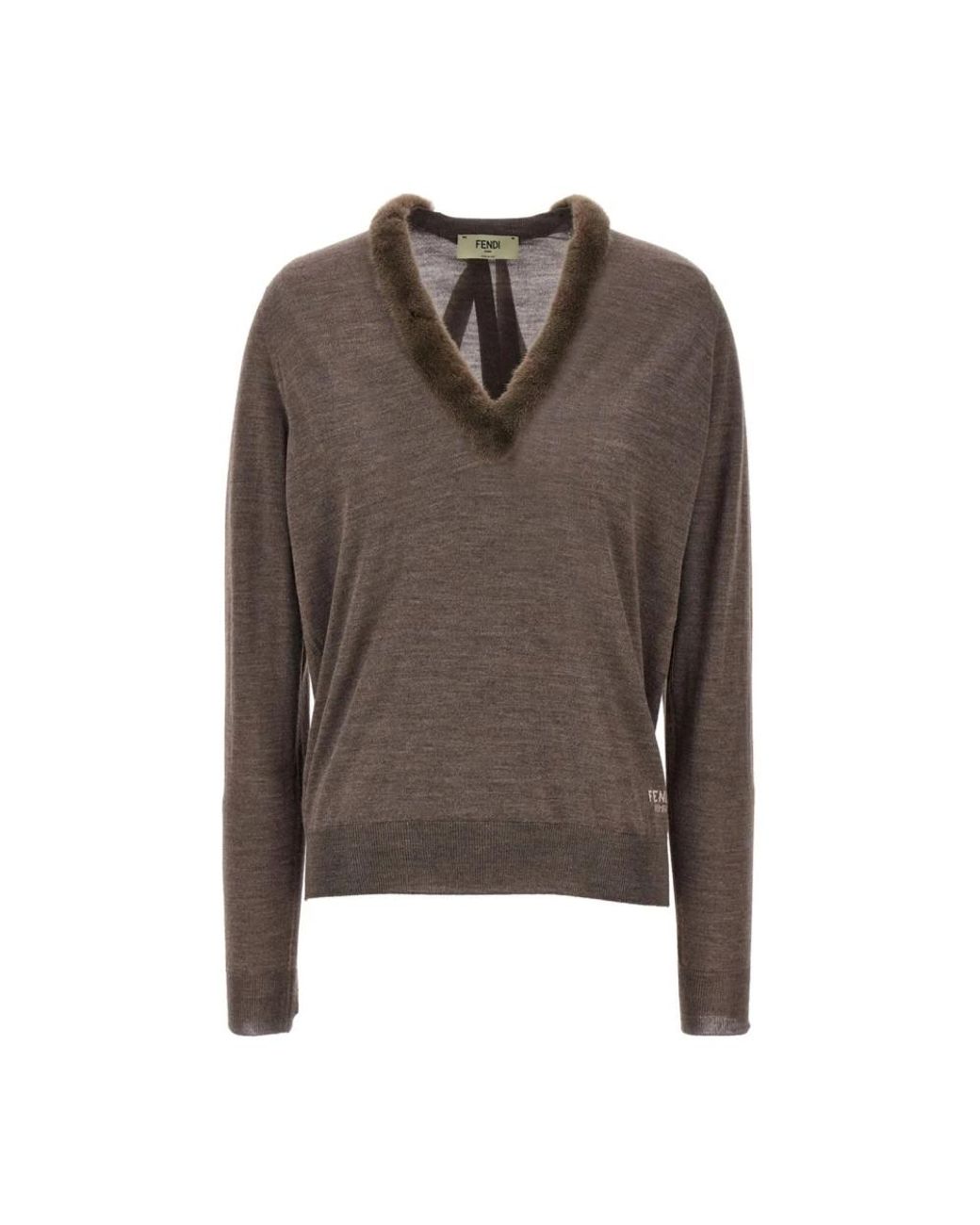 Fendi V-Hals Gebreide Trui in het Brown