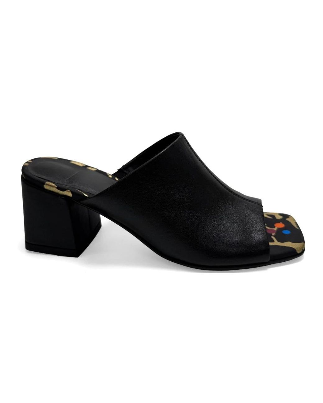 Linda Baumann Black Heeled Mules