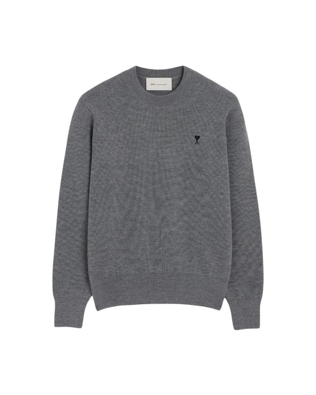 AMI Gray Round-Neck Knitwear for men