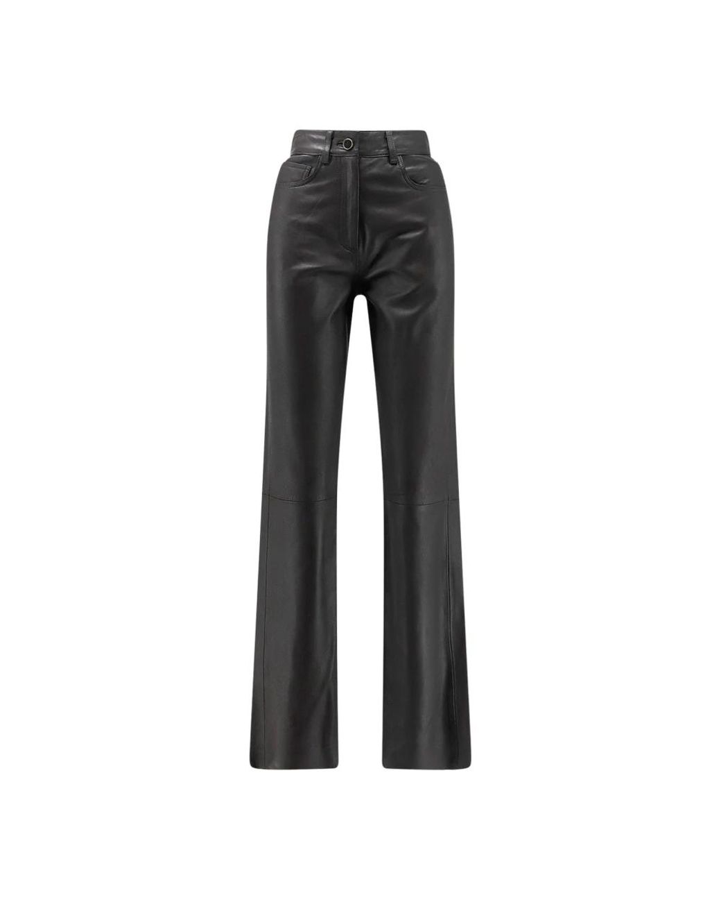 Alysi Black Leather Trousers