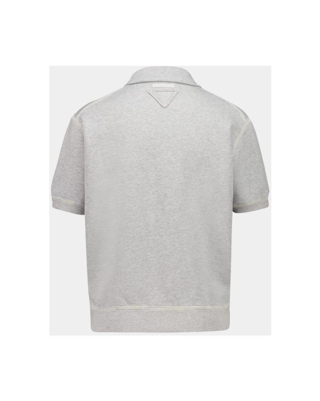 Prada Tops ,Grijs ,Katoen Cotton Fleece Polo Shirt in het Gray