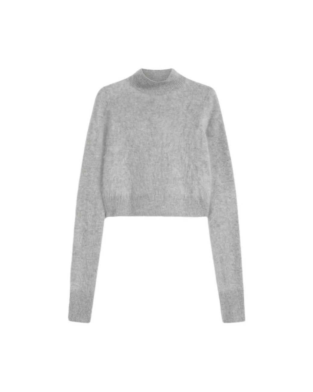 Sportmax Truien & Vesten ,Grijs ,Kasjmier Grijze Kasjmier Trui Met Hoge Hals in het Gray