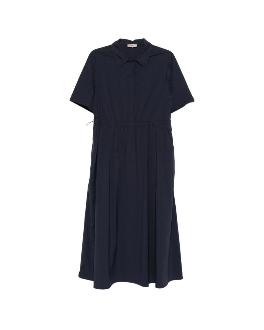 Herno Kleedjes ,Blauw ,Collared Drawstring Midi Dress in het Blue