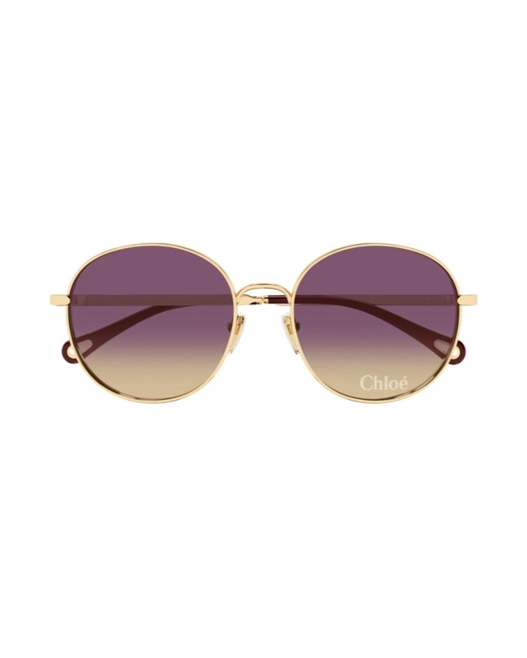 Chloé Accessoires ,Geel ,Ch0325S Ronde Zonnebril in het Purple