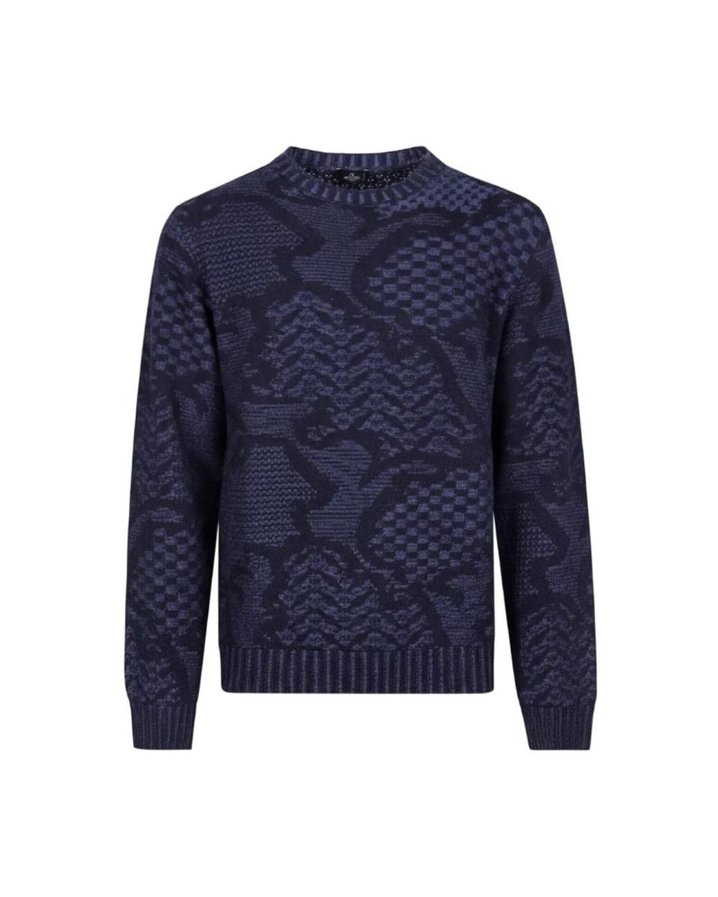 Etro Blue Round-Neck Knitwear for men