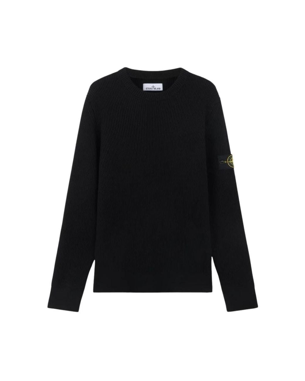 Stone Island Pullover Mit Logo-Patch Und Rippstrick in Black für Herren