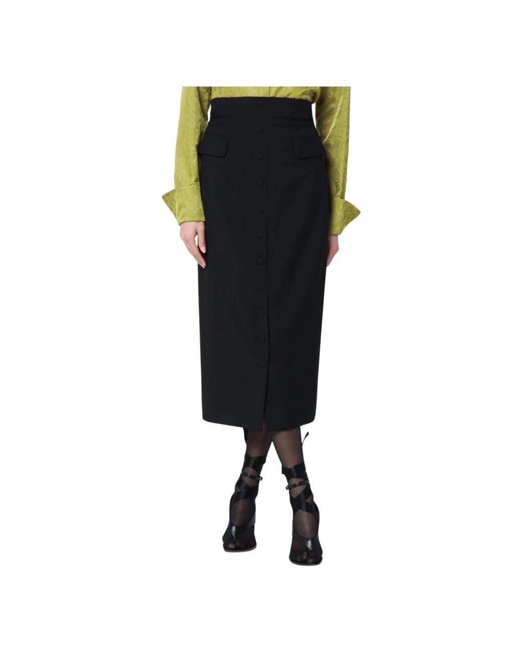 Dries Van Noten Rokken ,Zwart ,Wol Zwarte Wollen Rok in het Black