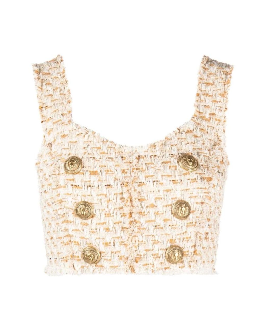 Balmain Natural Sleeveless Tops