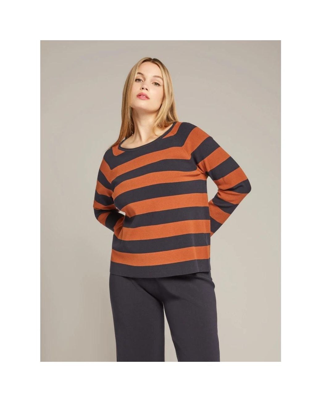 Elena Miro Orange Round-Neck Knitwear