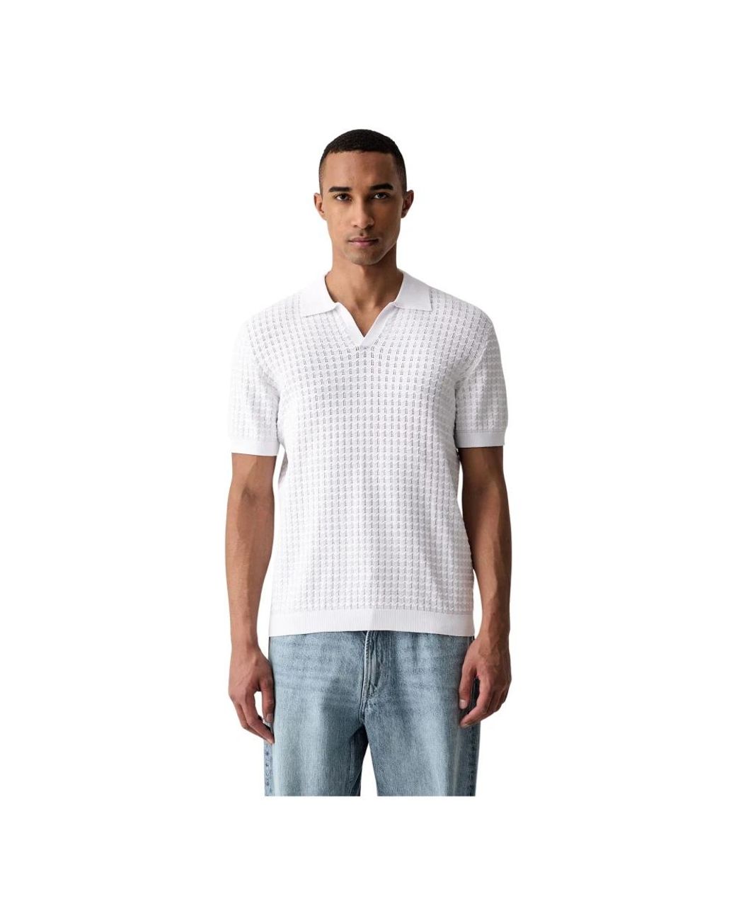 Guess Gebreid Poloshirt in het White voor heren