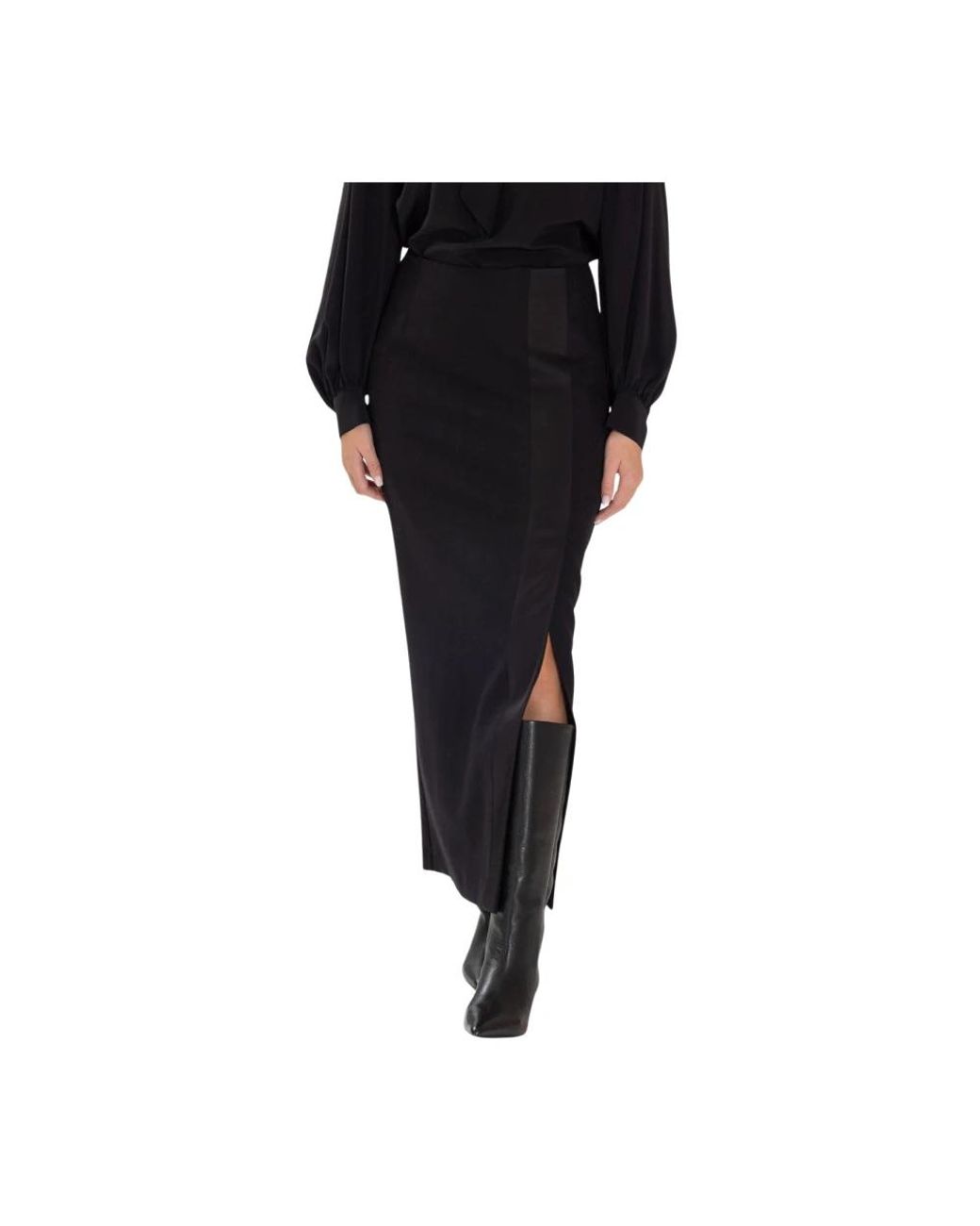 Momoní Rokken ,Zwart ,Wol Wrap Midi Rok Aria in het Black