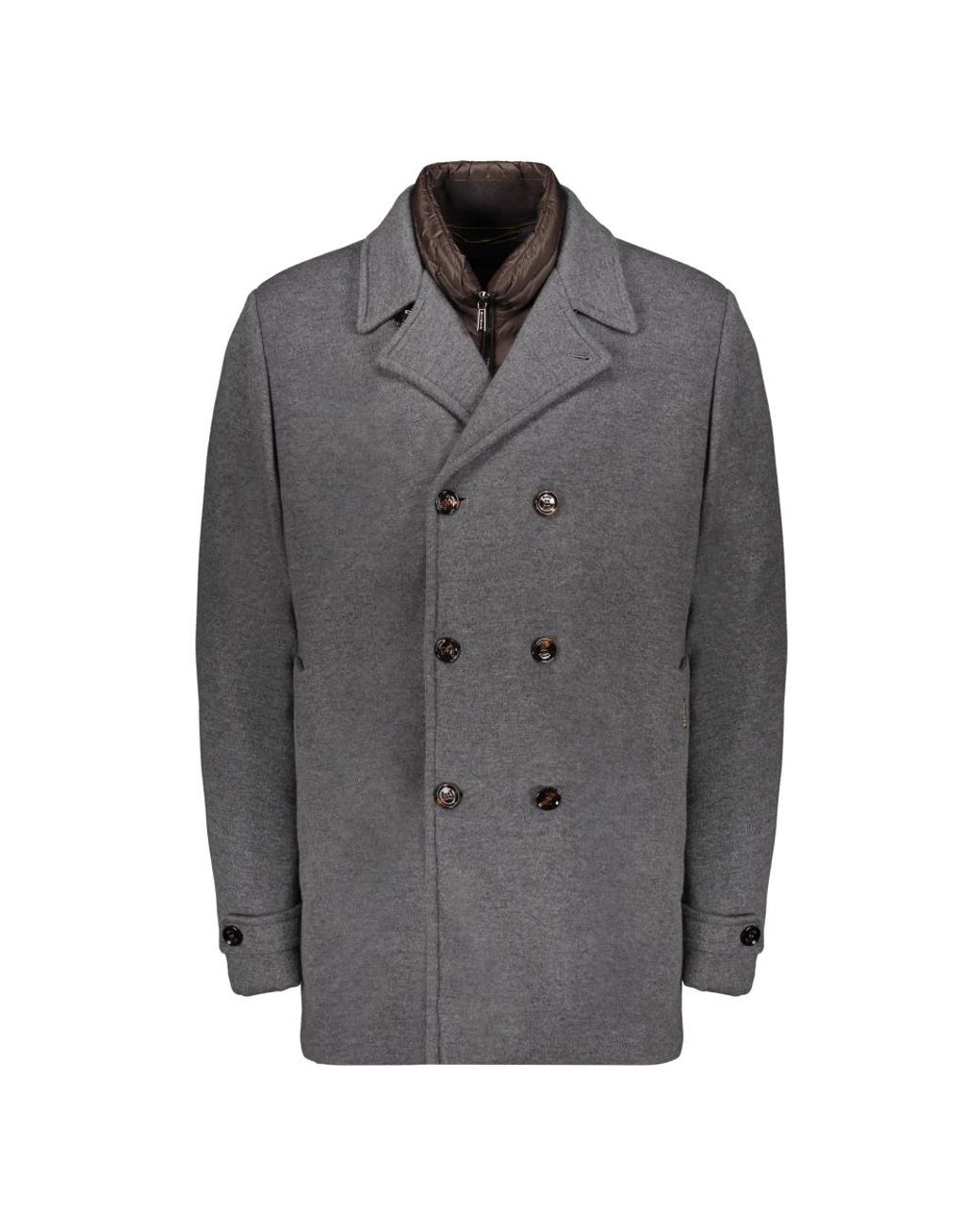 Moorer Gray Double-Breasted Coats for men