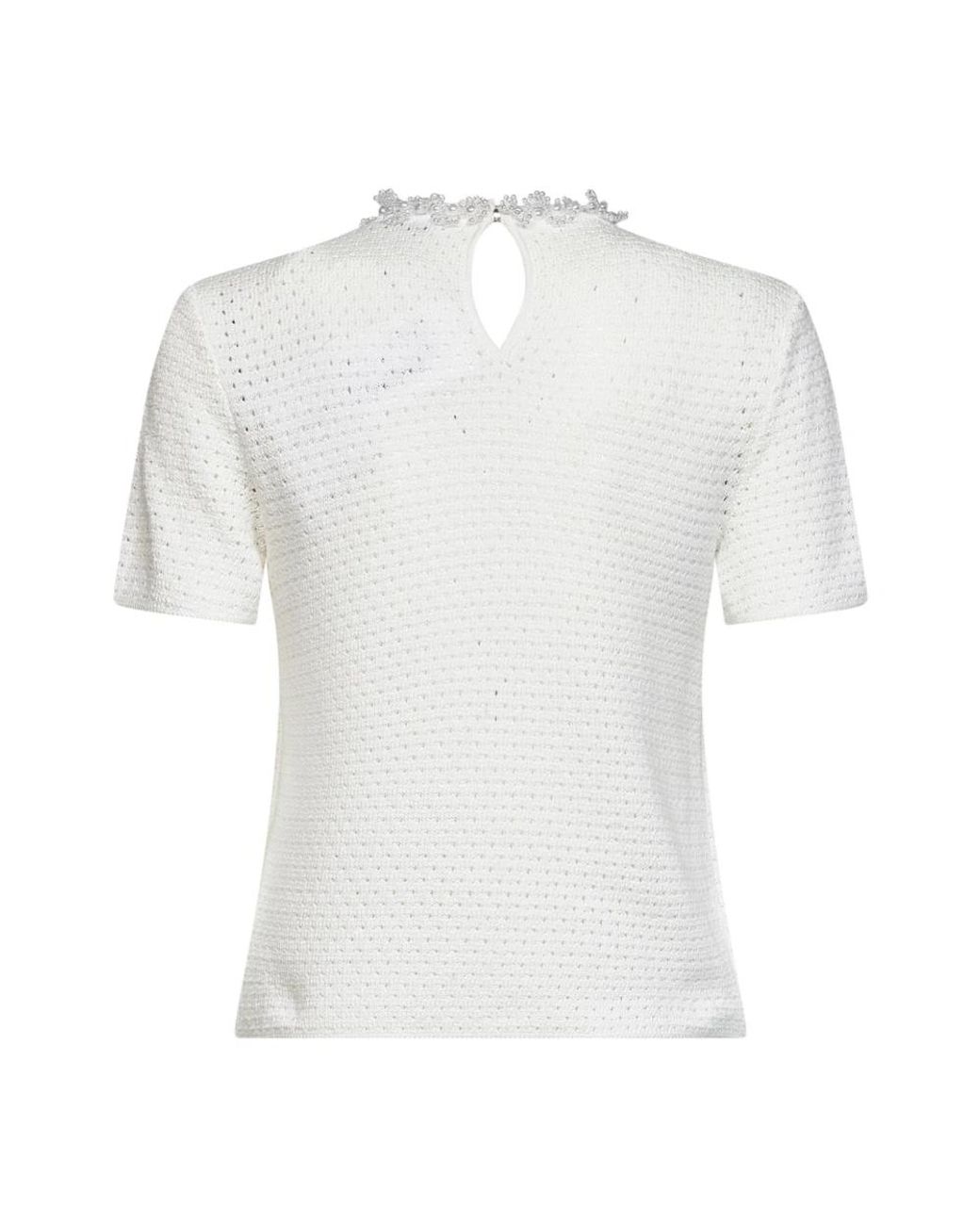 Self-Portrait White Round-Neck Knitwear