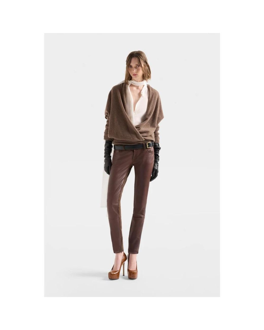 7 For All Mankind Brown V-Neck Knitwear
