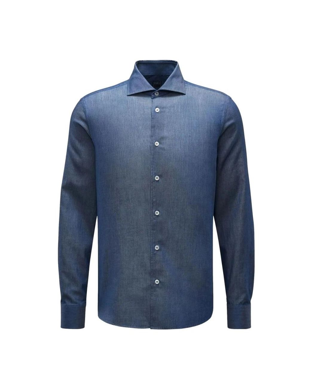Fedeli Overhemden ,Blauw ,Denim Premium Denim Overhemd Sean Donkerblauw in het Blue voor heren