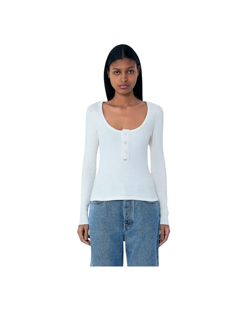 Chloé White Round-Neck Knitwear