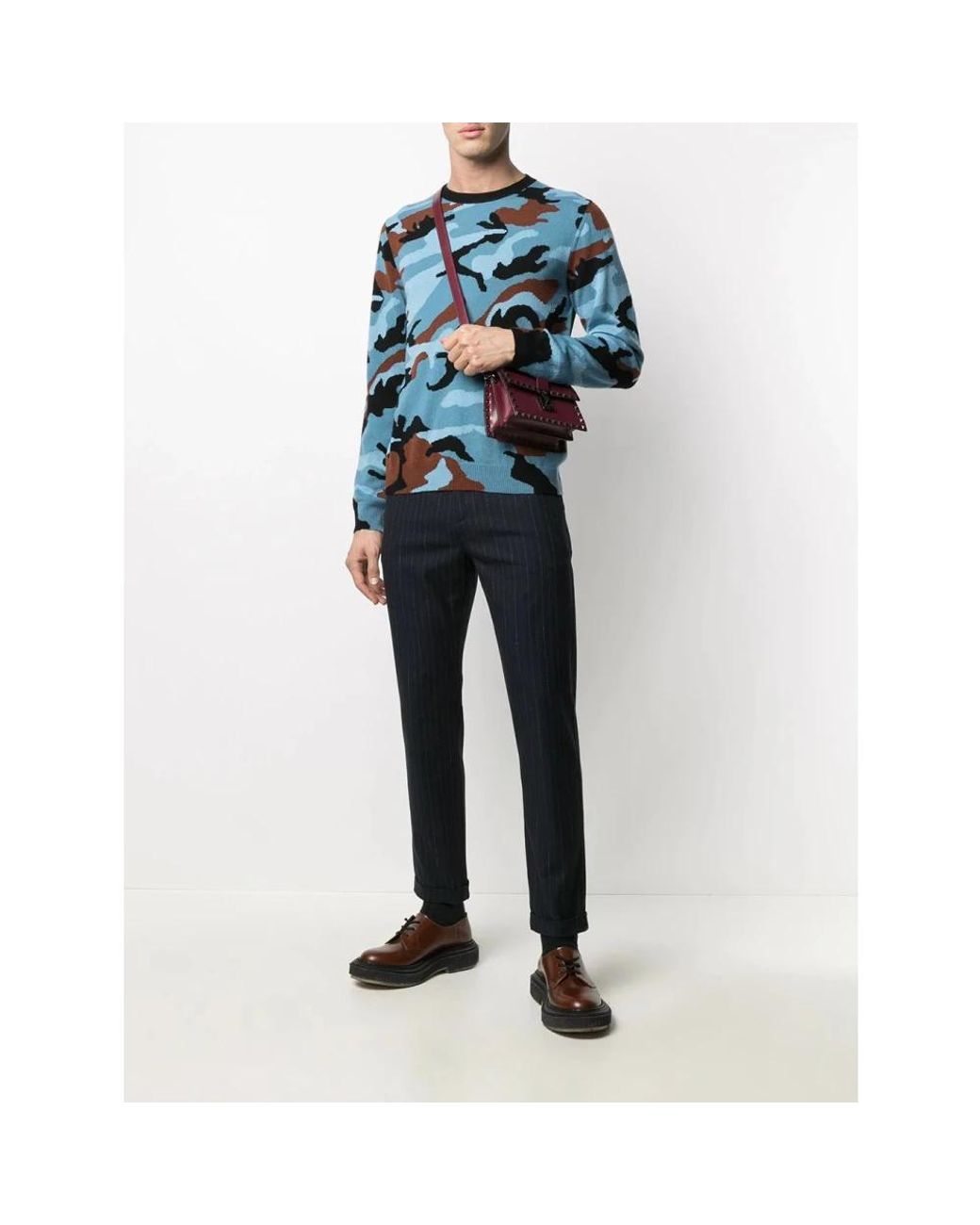 Valentino Blue Round-Neck Knitwear for men