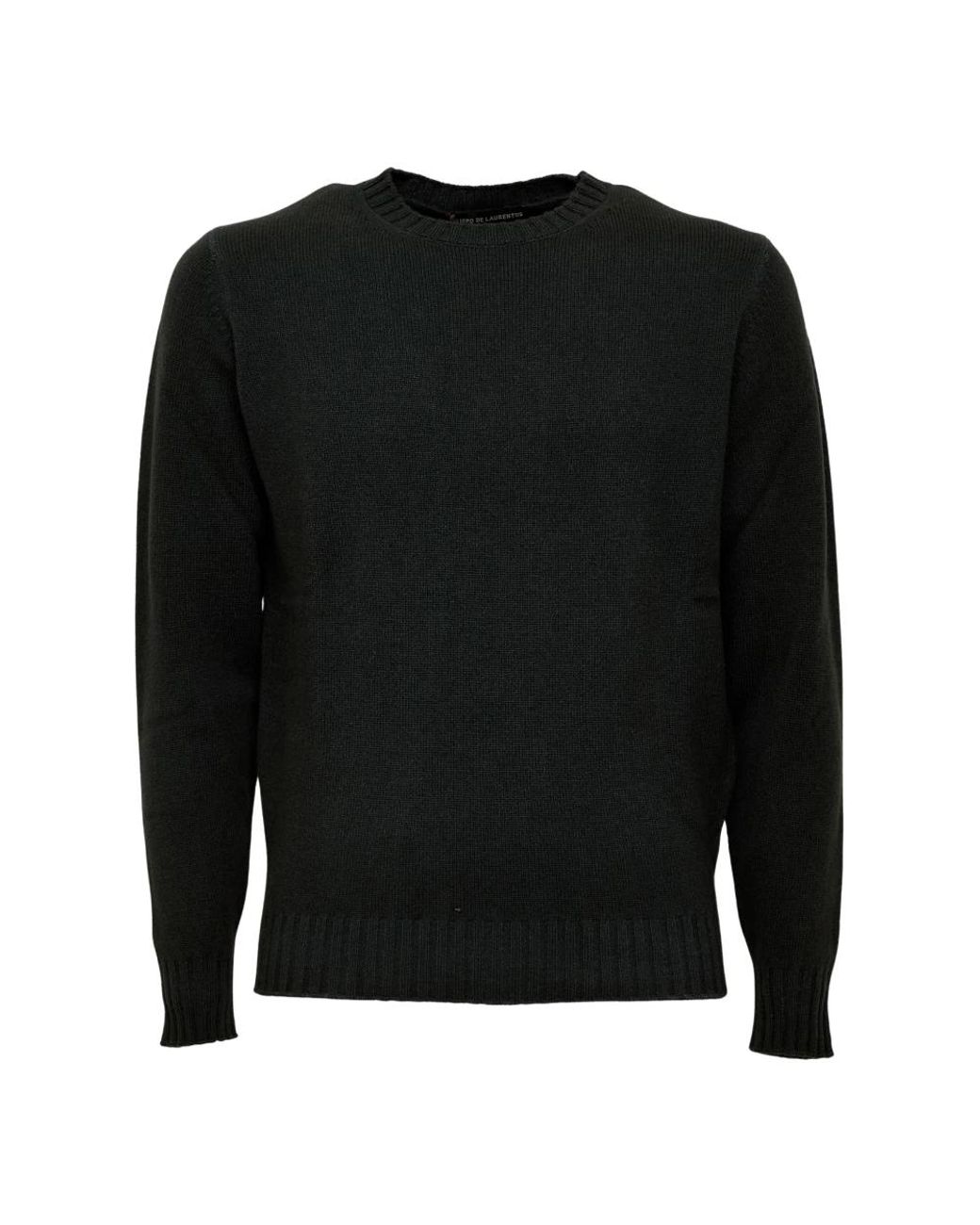 FILIPPO DE LAURENTIIS Black Round-Neck Knitwear for men
