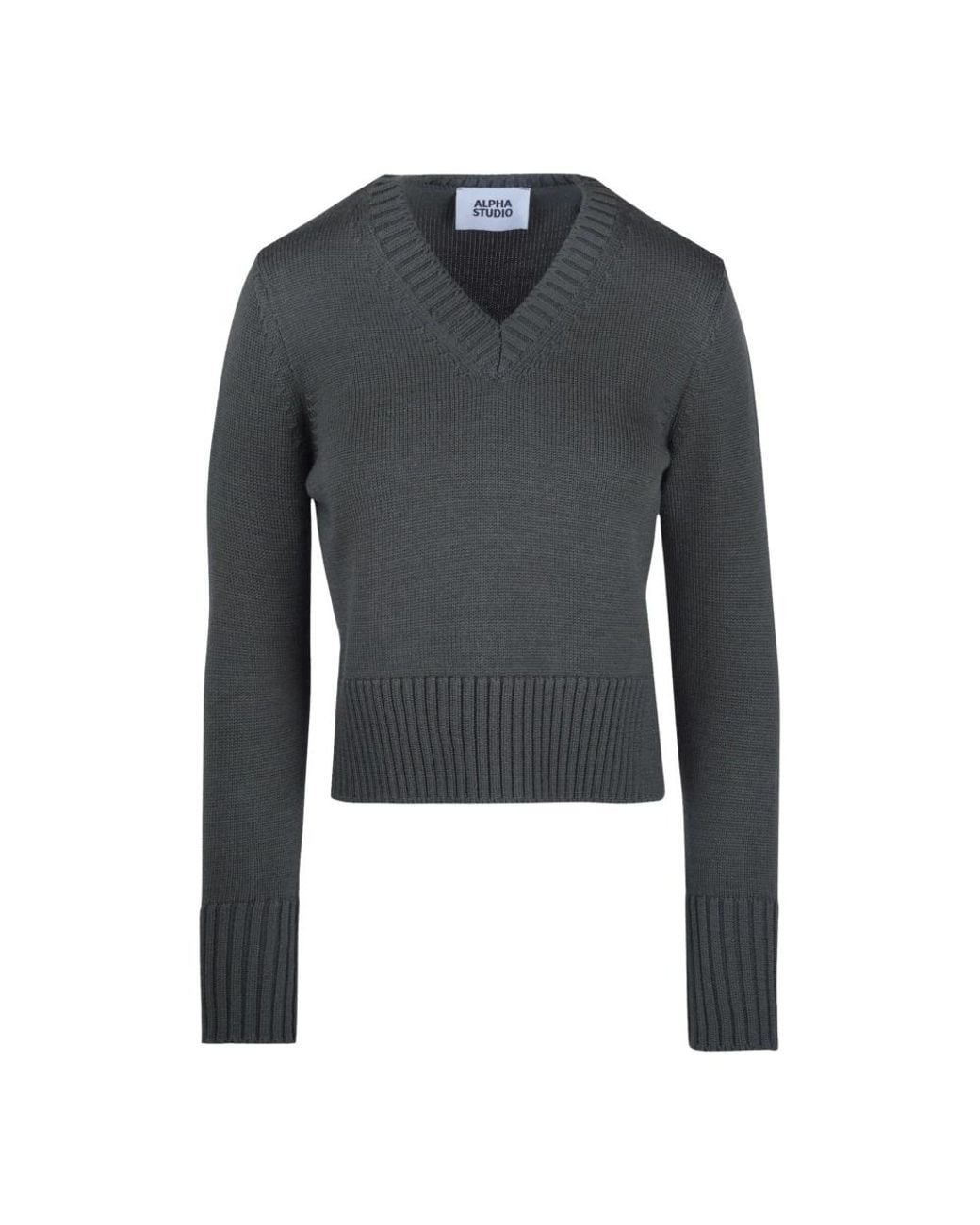 Alpha Studio Blue V-Neck Knitwear