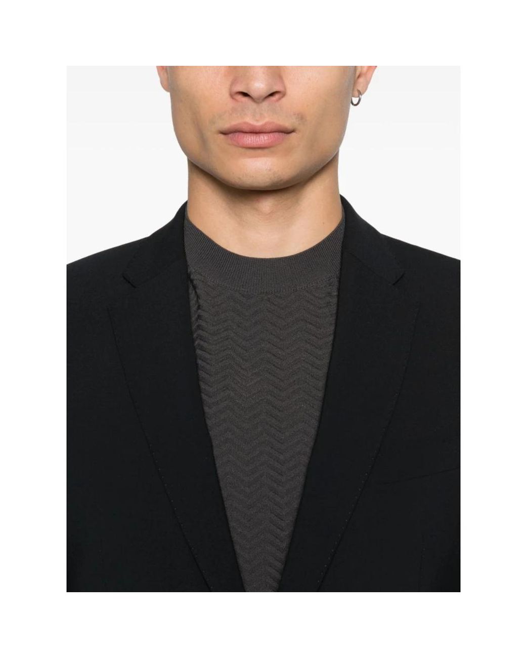 Emporio Armani Wollen Single-Breasted Pak in het Black voor heren